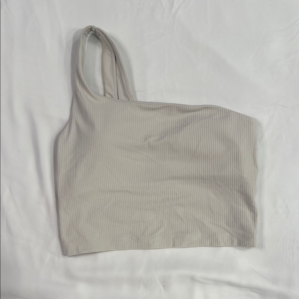 Lululemon Athletica Cream Asymmetrical Crop Tank Top